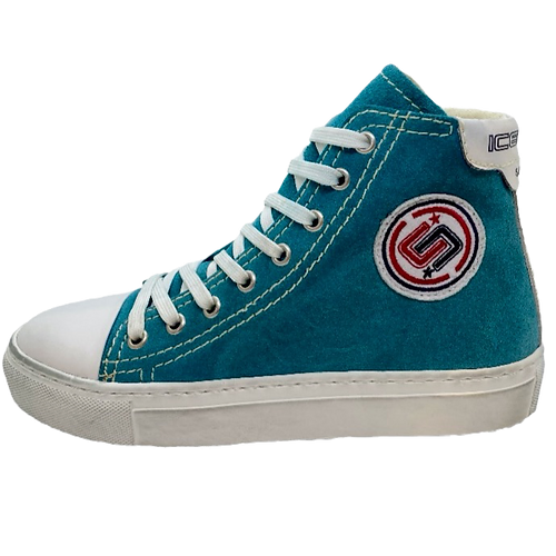 Vintage Effect High Top Sneakers - Turquoise