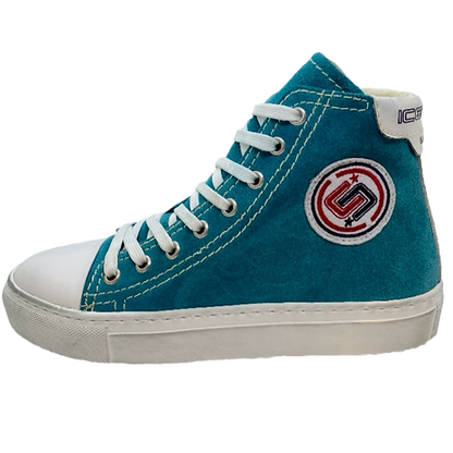 Vintage Effect High Top Sneakers - Turquoise