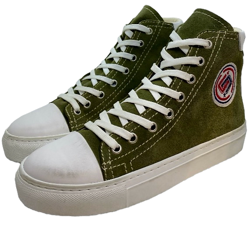 Vintage Effect High Top Sneakers - Olive