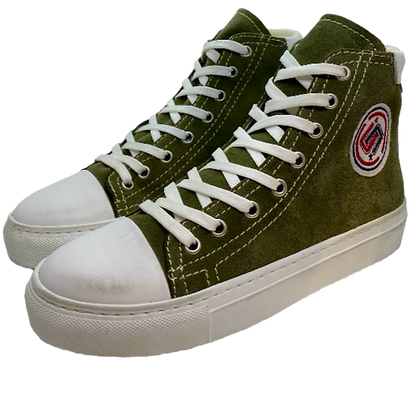 Vintage Effect High Top Sneakers - Olive