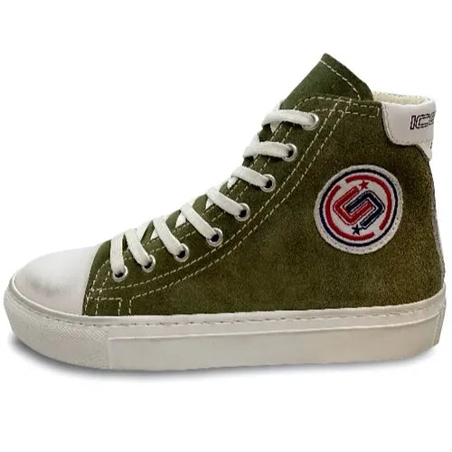 Vintage Effect High Top Sneakers - Olive