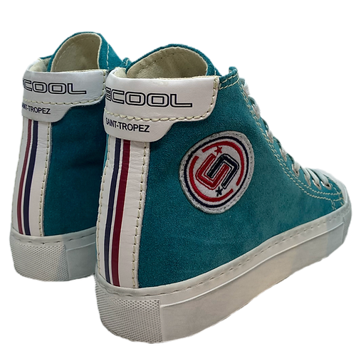 Vintage Effect High Top Sneakers - Turquoise