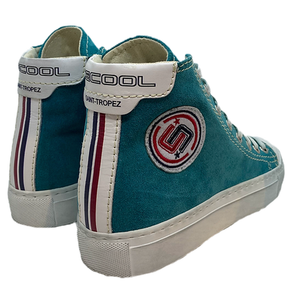 Vintage Effect High Top Sneakers - Turquoise