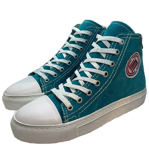 Vintage Effect High Top Sneakers - Turquoise