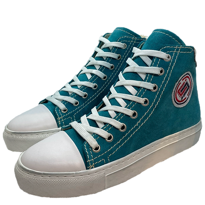 Vintage Effect High Top Sneakers - Turquoise