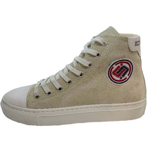 Vintage Effect High Top Sneakers - Off White