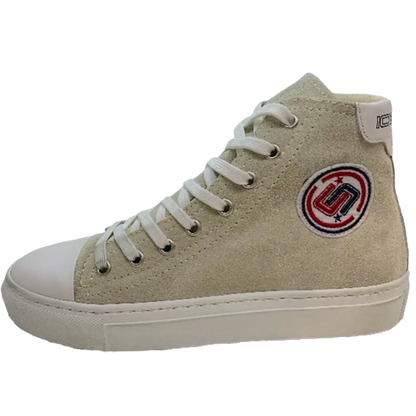 Vintage Effect High Top Sneakers - Off White