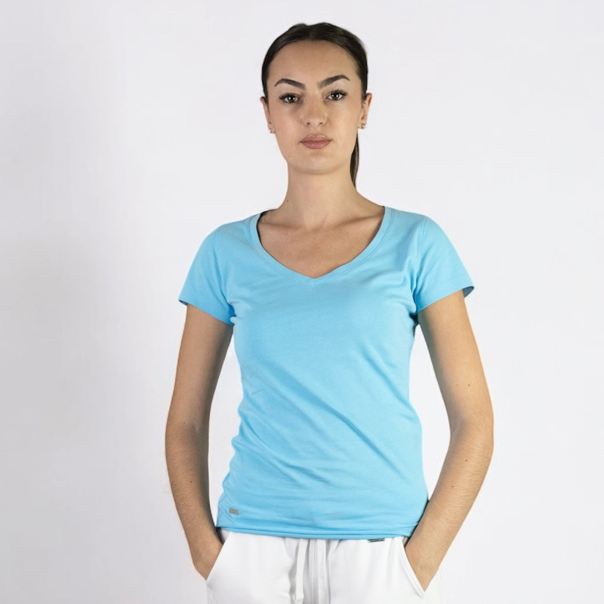 T-SHIRT COL V SLIM FIT Femme