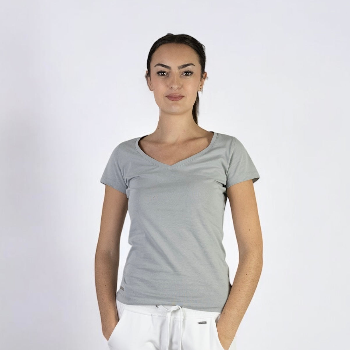 T-SHIRT COL V SLIM FIT Femme